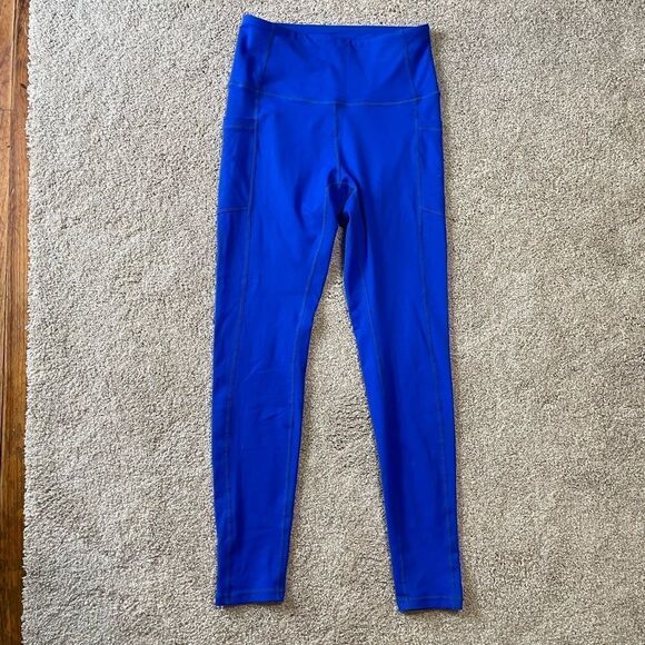 Ethos Electric Blue High Waist Leggings with side pockets - Picture 1 of 14